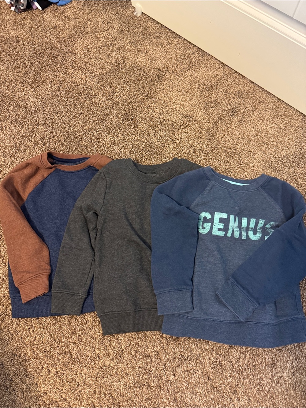 Cat & Jack Navy Blue 'Genius' Sweatshirt with Teal Lettering